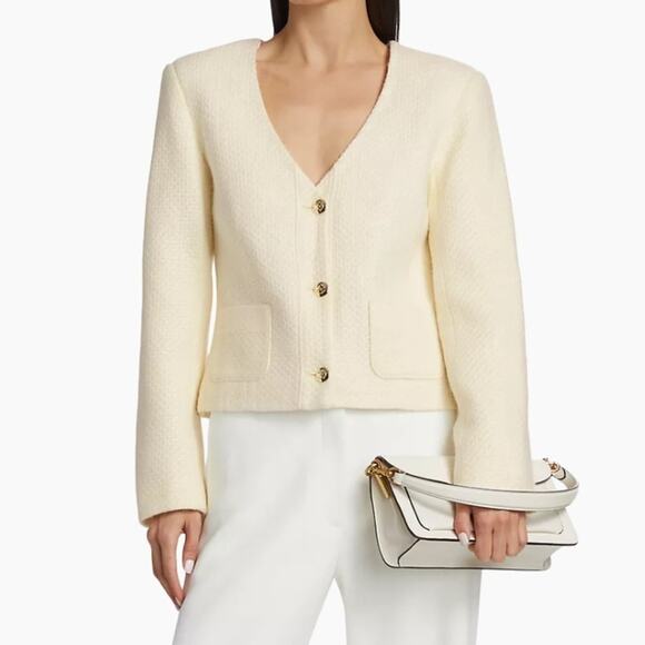 Anine Bing Anitta V-Neck Jacket Ivory Woven Women’s Sz M - Picture 7 of 12